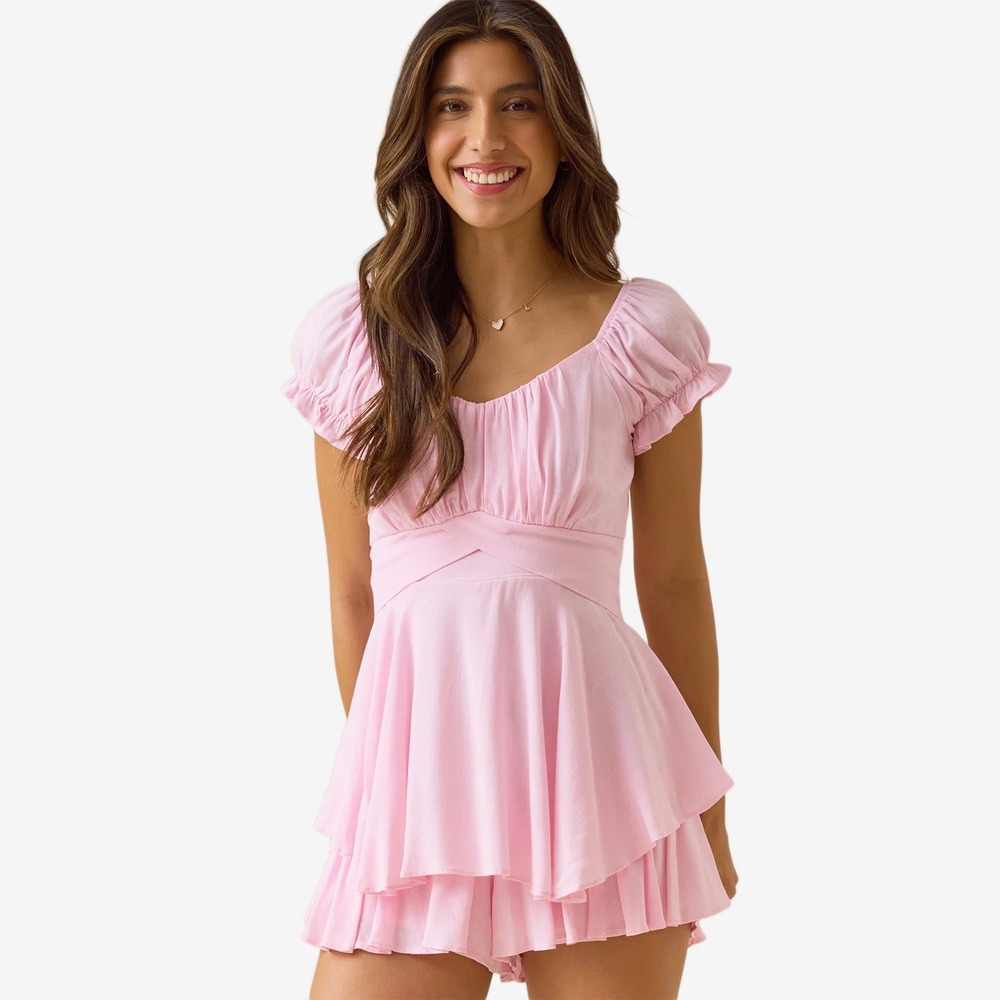 Altar'd State Haisley Double Layered Romper Size M Pink